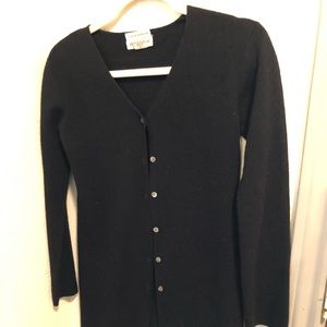 Eddie Bauer long black wool cardigan